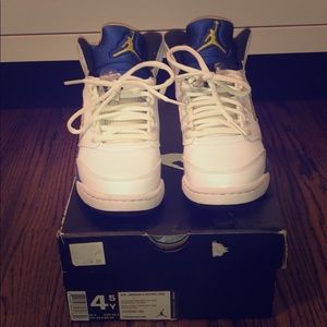 Jordan Shoes - Retro Jordan 5s in White/Varsity Royal Blue/Yellow Jordan Shoes - Retro Jordan 5s in White/Varsity Royal Blue/Yellow